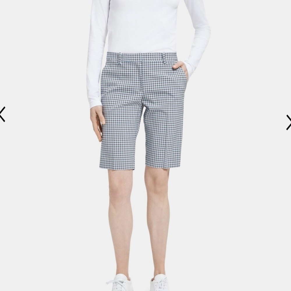 NEW‎ Theory Treeca Slim Short in Viscose Check Size 8 reg $275 - Picture 2 of 8